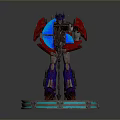 Optimus Prime Transformer Model Featuring Blue Red Armor Circular Base And Glowing Blue Elements 3d model