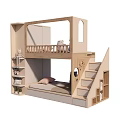 Modern Bunk Bed with Storage Stairs Guardrail and Bookshelves for Kids Room