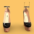 High Heels 2 Shoes Women's Shoes Wedges Platform Shoes 3d model