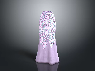 Stylish Purple Long Dress With Colorful Intricate Patterns For Daily Use 3d model