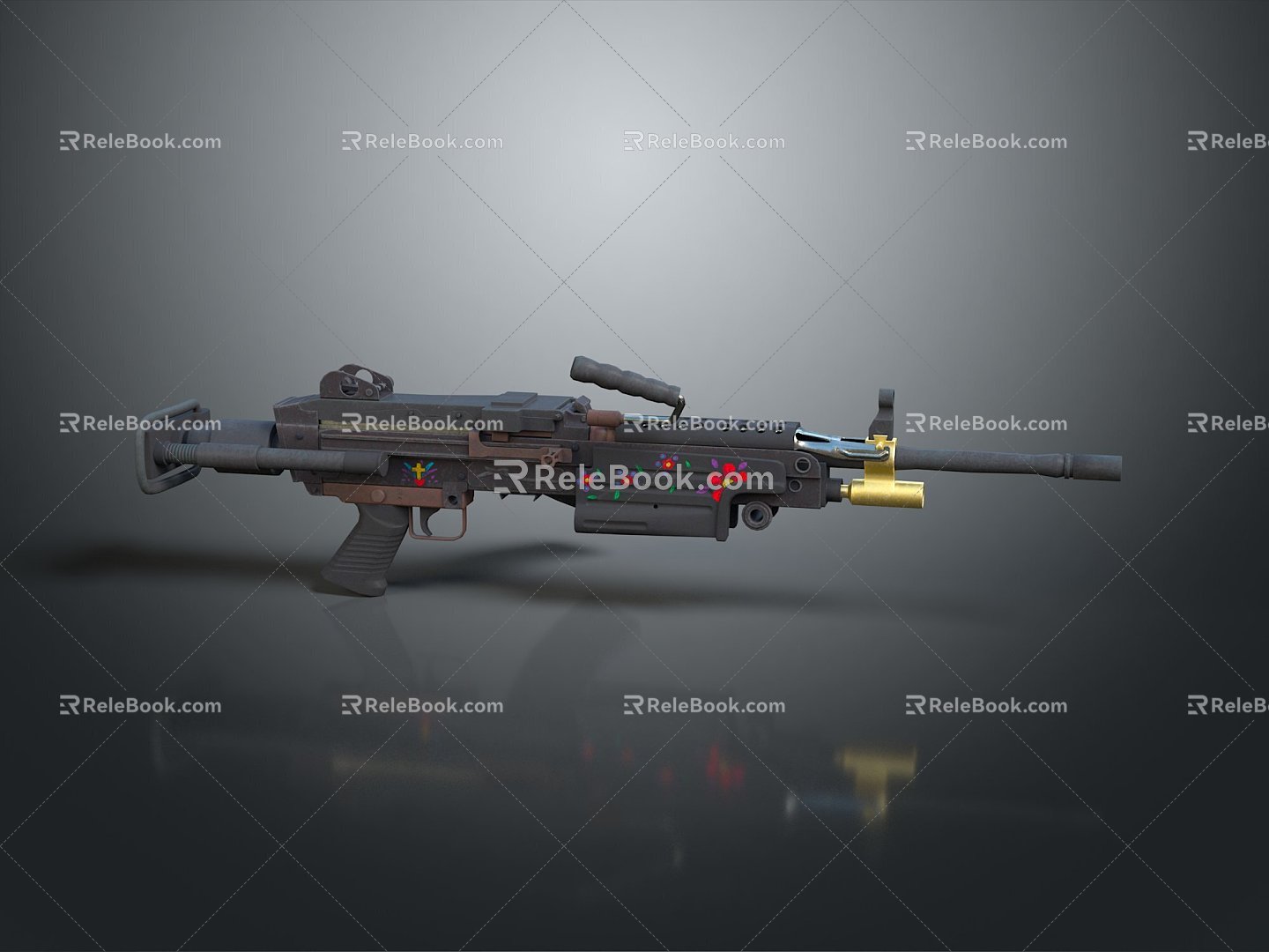 Browning machine gun Browning Gatling White Browning machine gun machine gun bullet military 3d model