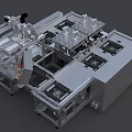 High Precision Industrial Equipment With Robotic Arm Control Panels And Metal Workstations