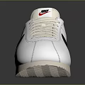 White Leather Upper Sneakers With Black Logo Blue Sole Trim And Classic Casual Design