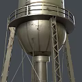 Rusted Metal Water Tower Architectural Component With Industrial Support Frame Design 3d model