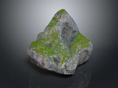Natural Rustic Wood and Stone Decorative Garden Ornament With Mossy Surface 3d model