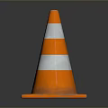 Orange And White Traffic Cone Design With Striped Pattern And Square Base