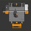 Modern 3D Printer With Gray Orange Frame Control Panel And Print Bed