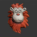 Cartoon Red Monkey Head With Orange Mane White Face And Red Nose