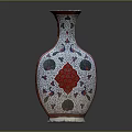 Traditional Decorative Vase With Slender Neck Intricate Red Blue Patterns And Floral Motifs