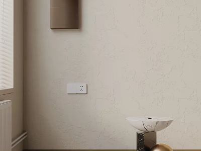 Modern Side Table With Marble Top And Golden Decor On Neutral Textured Wall Near Window 3d model