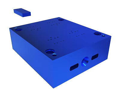 Blue Industrial Mechanical Component With Holes Slots And Precision Machined Surface 3d model