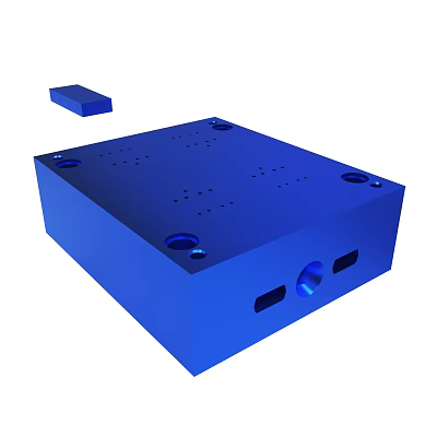 Blue Industrial Mechanical Component With Holes Slots And Precision Machined Surface 3d model