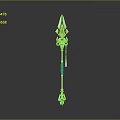 Game Character Intricate Spear Weapon With White Gold Blue Decorative Details