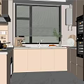 Modern Kitchen Interior Design With Light Cabinets Marble Countertop Window And Appliances 3d model