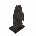Standing Bear Sculpture Artistic Hand Carved From Stone With Black Base