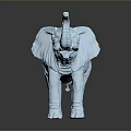 Light Blue Elephant Model Standing On Dark Background With Reflection 3d model