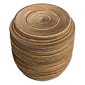 Woven Rattan Side Table With Spiral Texture And Natural Brown Tone Design