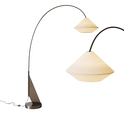 Sleek Modern Floor Lamp With Curved Metal Pole And White Fabric Shade 3d model