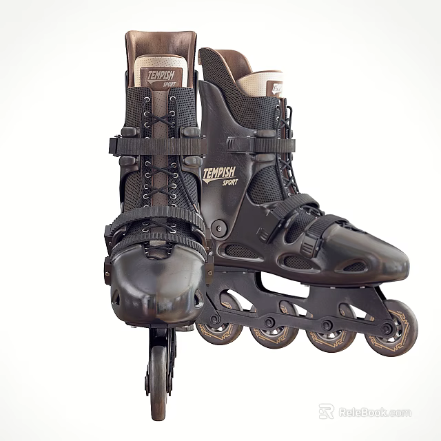 Roces Black Roller Skates With Adjustable Straps And Smooth Rolling Wheels 3d model 