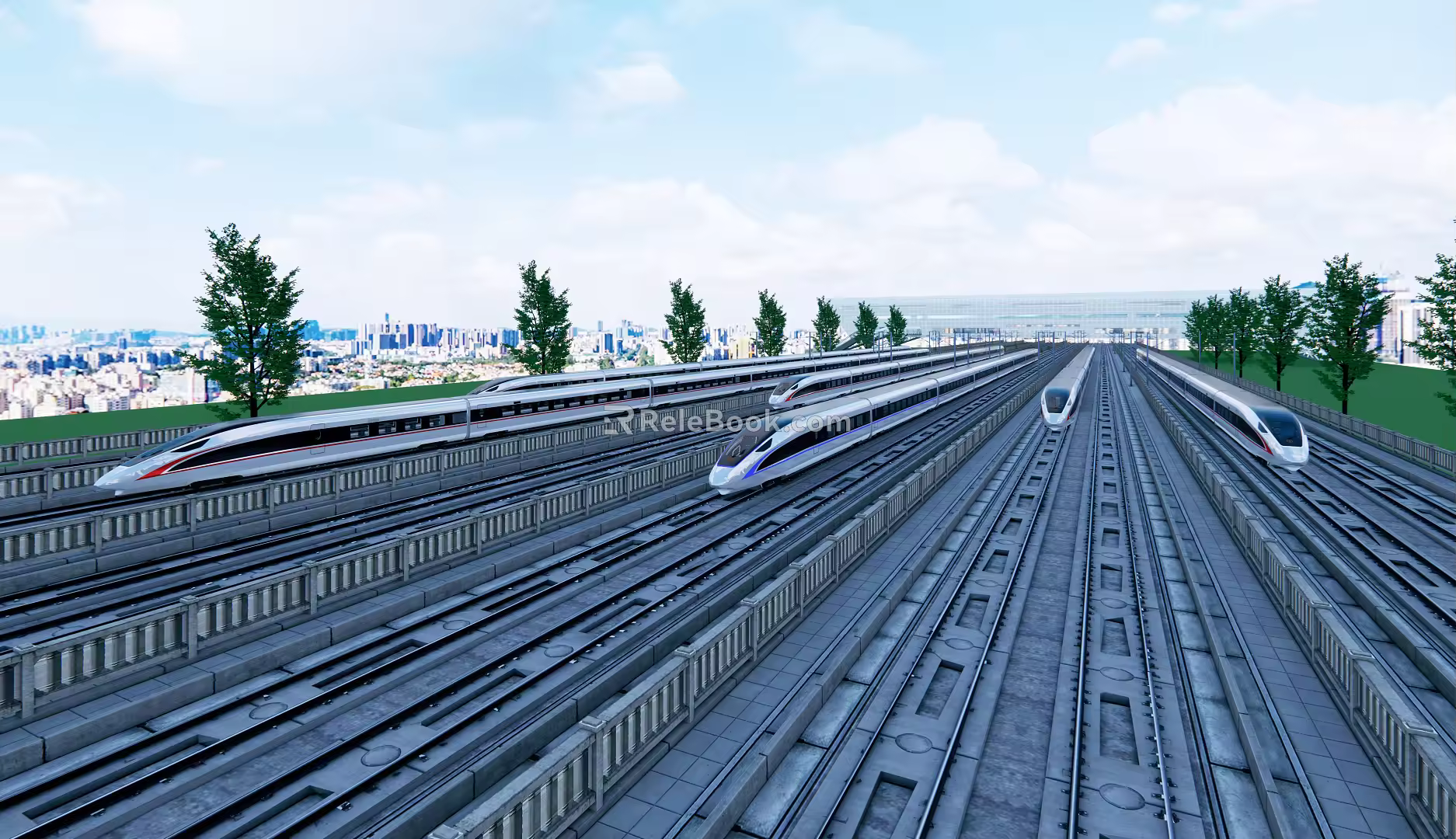 Modern high-speed rail high-speed rail EMU 3d model