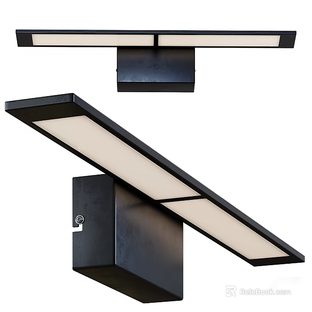 Modern Wall Light With Black Metal Base And Long Rectangular Shade 3d model