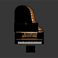 Elegant Musical Instruments and Art Supplies with Black Grand Piano and Colorful Art Brushes