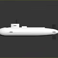White Submarine Model With Black Conning Tower Propeller And Rudders On Gray Reflective Surface