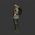 Man Wearing Military Uniform and Cap Holding Rifle in Standing Pose Against Dark Background