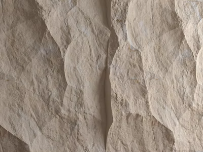 Natural Stone Background Wall In Beige With Irregular Textured Rough Surface 3d model