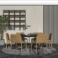 Modern Dining Table and Chair Combination Round Table and Chair Combination 3d model