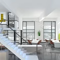 Perspective of Yuehuanhui Architecture in Modern Public Office Area 3d model