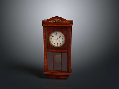 Electronic Wall Clock With Wooden Case Decorative Top White Dial And Black Hands 3d model