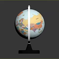Detailed Colored Globe With World Map White Stand And Black Base