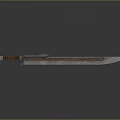 Ancient Medieval Sword With Metal Blade And Red Wrapped Handle Design
