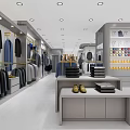 Modern Clothing Store Interior Featuring Hanging Suits Shirts And Organized Display Racks With Bright Lighting
