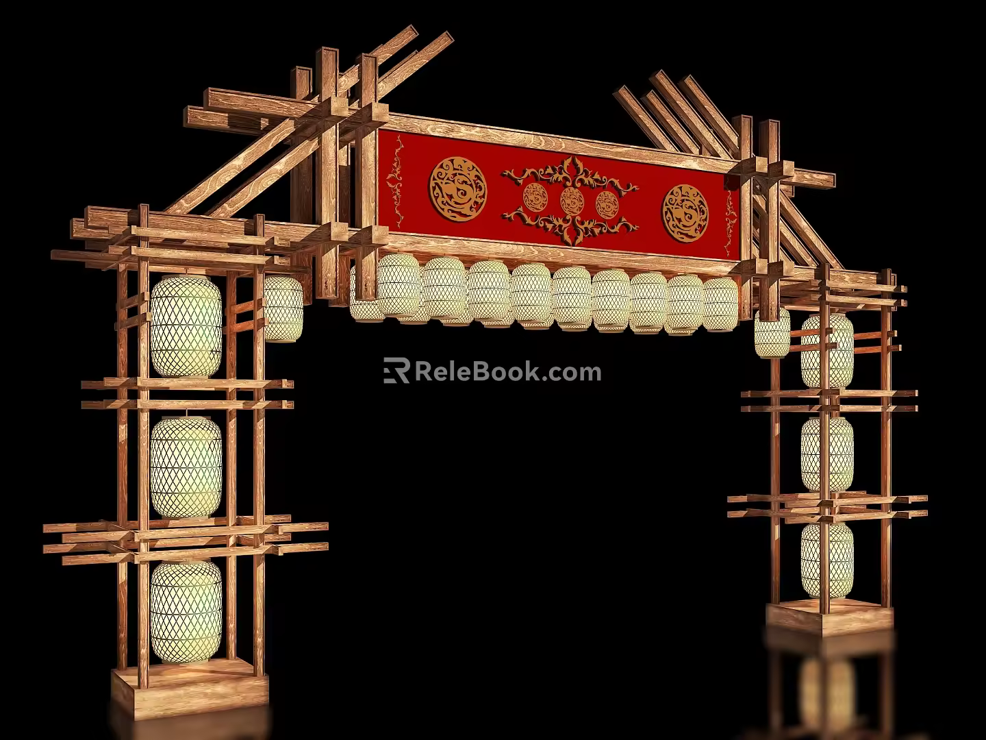 New Chinese style ancient building archway national tide entrance net red entrance meichen archway gate tower scenic spot gate national wind entrance 3d model