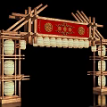 New Chinese style ancient building archway national tide entrance net red entrance meichen archway gate tower scenic spot gate national wind entrance 3d model