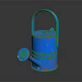 Vintage Blue Watering Can With Rustic Design And Rust Accents For Home Use
