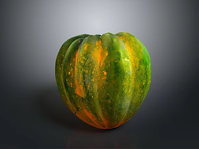Fresh Organic Green and Orange Striped Squash with Vibrant Rind and Nutritious Flesh 3d model