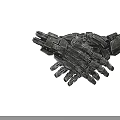 Mechanical Handshake Metal Sculpture With Intricate Structural Details And Artistic Design
