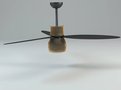 Modern Black Ceiling Light With Woven Shade And Stylish Fan Blades 3d model Modern Black Ceiling Light With Woven Shade And Stylish Fan Blades 3d model