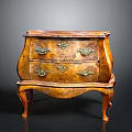 Antique Wooden Chest of Drawers With Two Drawers Metal Handles And Curved Legs
