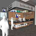 Modern Luckin Coffee Shop Interior Featuring Counter Shelves Customers And Large Windows