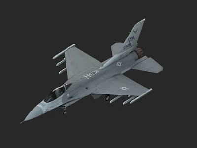 Gray Military Fighter Jet With Weapons And Tail Number 84 VA Side View 3d model