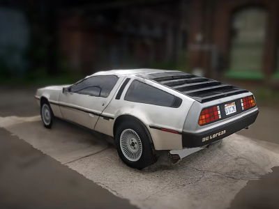 Vintage DeLorean Car Parked On Urban Pavement With Classic Design 3d model