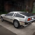Vintage DeLorean Car Parked On Urban Pavement With Classic Design