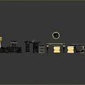 Black Marble Decorative Items With Gold Accents And Glossy Finish Furniture Pieces
