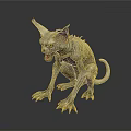 Fantasy Creature Character With Large Ears Sharp Fangs Yellow Claws And Gray Skin