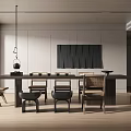 Modern Tea Room Interior Design With Wooden Table Chairs And Minimalist Wall Decor