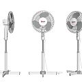 Three Zer Standing Fans White and Gray Home Cooling Appliances Design